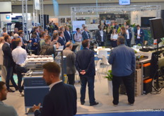 Charlotte Langerak-Visser with a presentation at the Viscon Group booth just before drinks started.